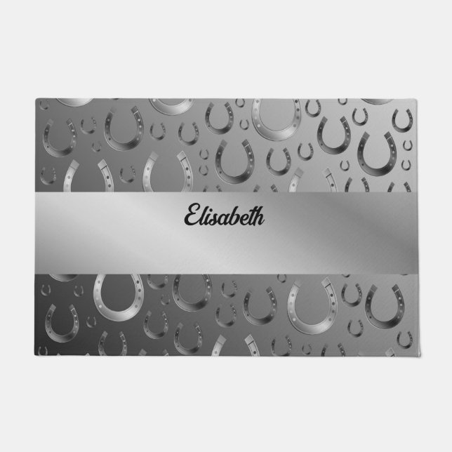 horseshoe, silver, pattern grey, luck, pattern, do doormat (Front)