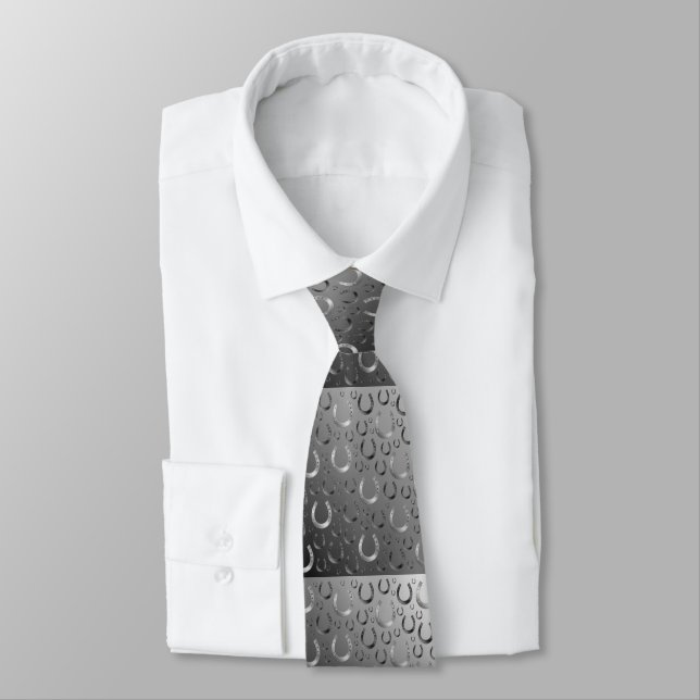 horseshoe, silver, pattern grey, luck, pattern,gre tie (Tied)
