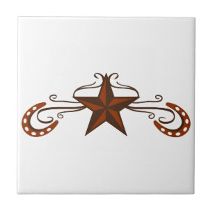 Horseshoe Star Scroll Ceramic Tile