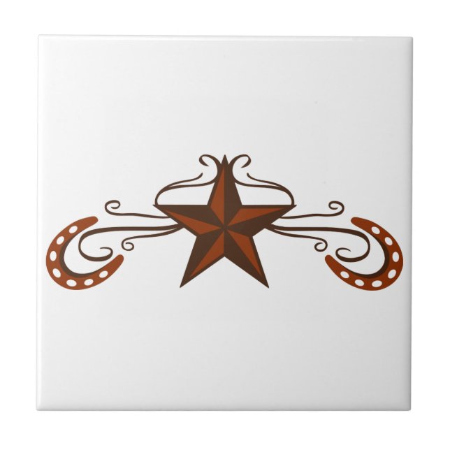 Horseshoe Star Scroll Ceramic Tile (Front)