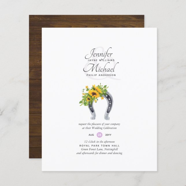 Horseshoe Sunflower by Low Budget Wedding Network® (Front/Back)