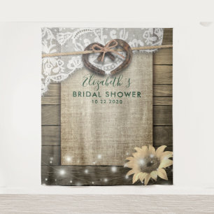 Horseshoe Sunflower Wood Bridal Shower Photo Booth Tapestry