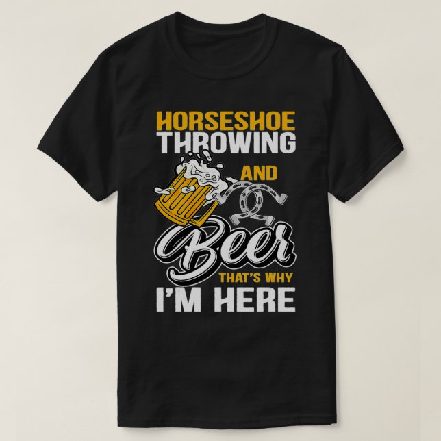Horseshoe Throwing and Beer Funny Pitching Horse S T-Shirt (Design Front)