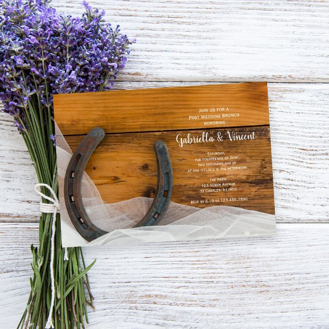 Horseshoe Veil Western Barn Post Wedding Brunch Invitation (Creator Uploaded)