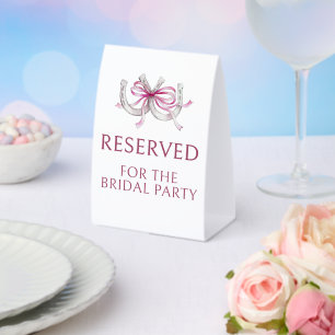 Horseshoe wedding pink ribbon reserved table sign