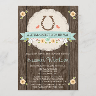 HORSESHOE WESTERN BOY BABY SHOWER INVITATION