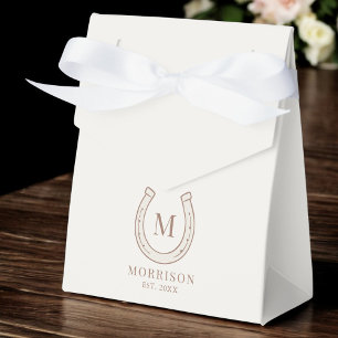 Horseshoe Western Country Brown Monogram Wedding Favour Box