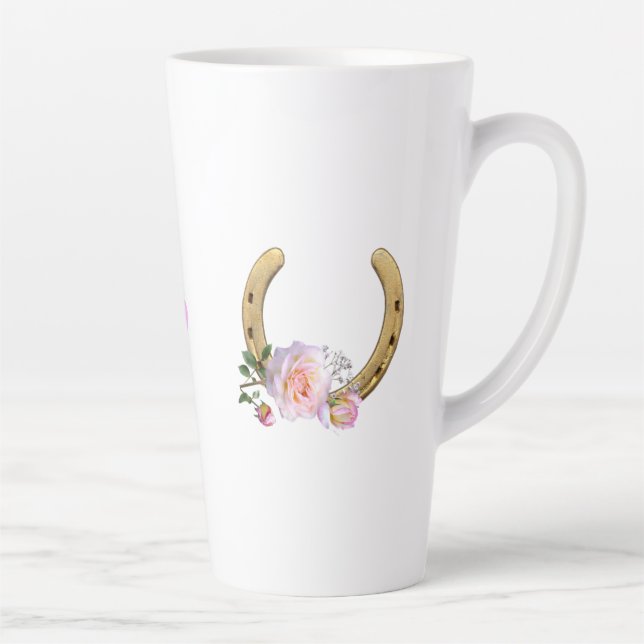  Horseshoe with Flowers & Heart Latte Mug (Right)