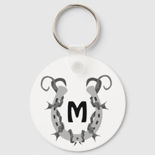Horseshoe Wrapped in Barbed Wire Monogram Key Ring