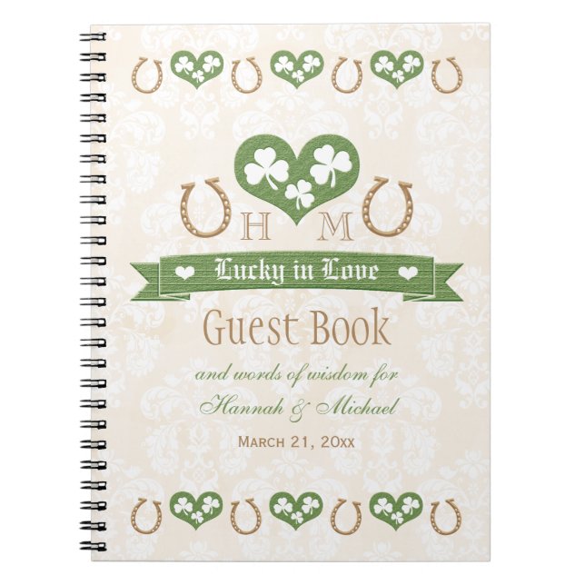 Horseshoes and Shamrock Wedding Guest Book (Front)