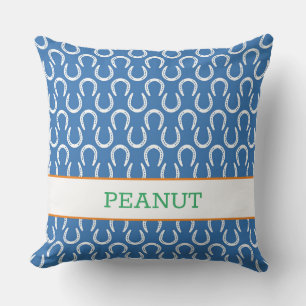 Horseshoes Blue Horse Pet NAME Photo Keepsake Cushion