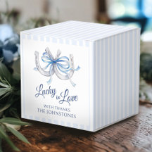 Horseshoes blue ribbon watercolor wedding