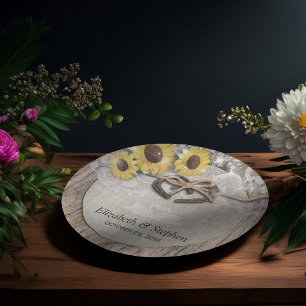 Horseshoes Burlap Lace Sunflowers Wedding Shower Paper Plate