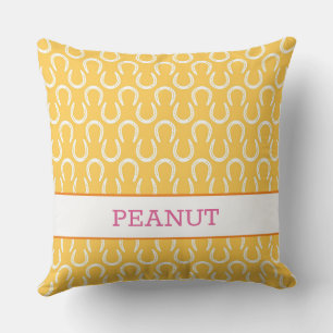 Horseshoes Horse NAME Pet PHOTO  Keepsake Yellow Cushion