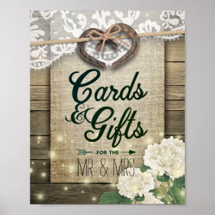 Horseshoes Hydrangea Country Wedding Cards & Gifts Poster