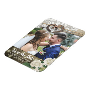 Horseshoes Hydrangea Wedding Save The Date Photo Magnet