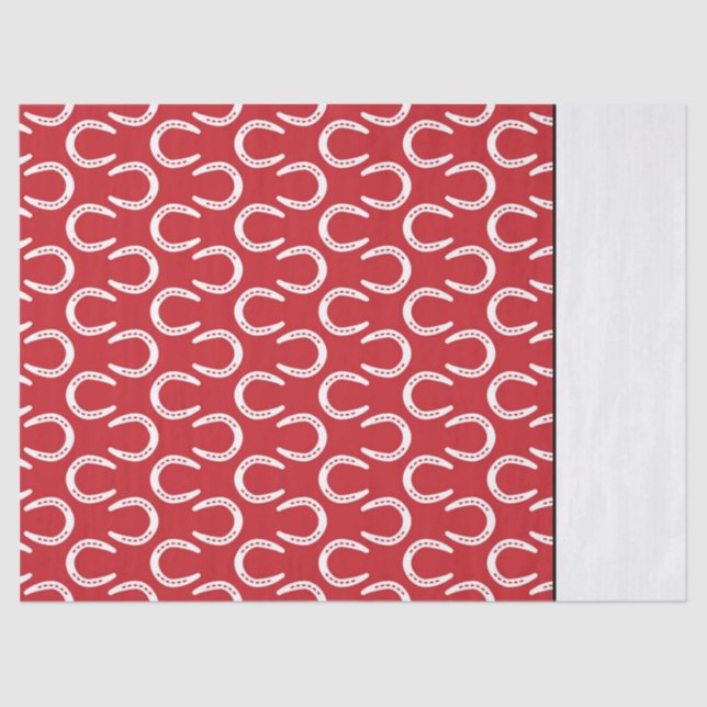 Horseshoes I Love Horses Red White Timeless Fun Tissue Paper (Front)
