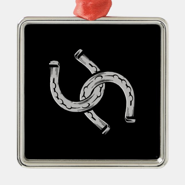 Horseshoes on Black Metal Ornament (Front)
