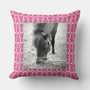 Horseshoes Pink Pet Horse Name Photo Keepsake Thro Cushion