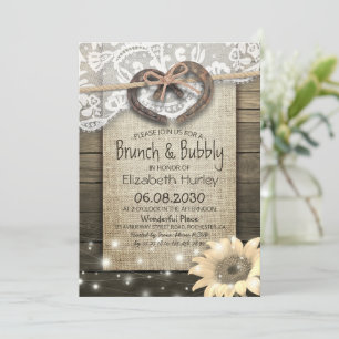 Horseshoes Sunflower Brunch & Bubbly Bridal Shower Invitation