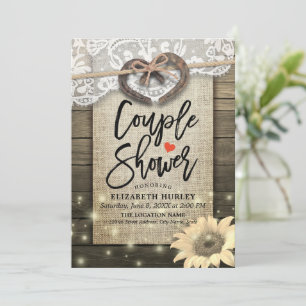 Horseshoes Sunflowers Couple Shower Wedding Shower Invitation