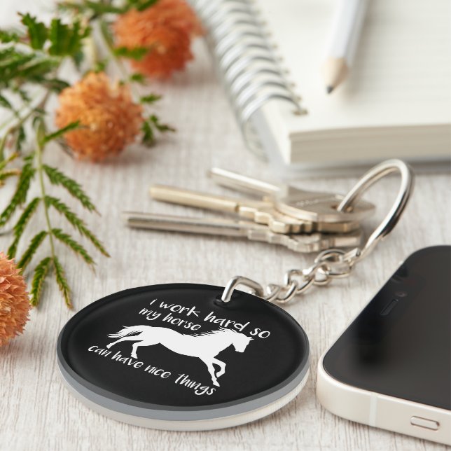 Horsework Inspirational I Work Hard Horse Lover Key Ring (Front Right)
