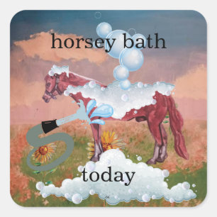 horsey bath square sticker
