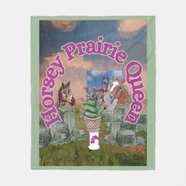 horsey prairie queen fleece blanket (Front)