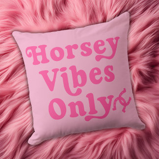 Horsey Vibes Only Pink Retro Equestrian Cushion