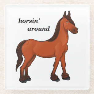 HORSIN' AROUND GLASS COASTER