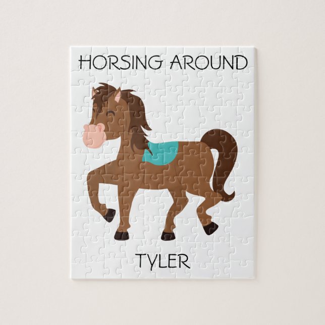 "Horsing Around" puzzle with custom name. (Vertical)