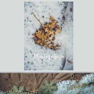 Hortensia flower on the snow poster