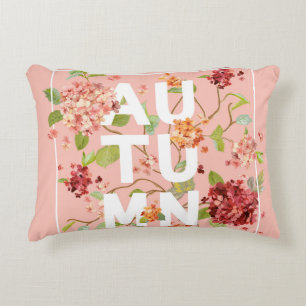 Hortensia Flowers: Autumn Vintage Background Decorative Cushion