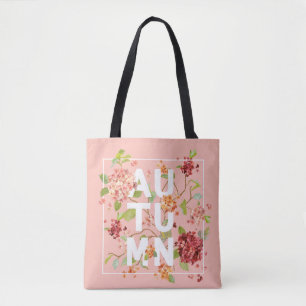 Hortensia Flowers: Autumn Vintage Background Tote Bag