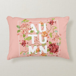 Hortensia Flowers Background. Autumn Design in vin Decorative Cushion