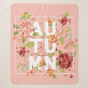 Hortensia Flowers Background. Autumn Design in vin Sherpa Blanket