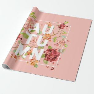 Hortensia Flowers Background. Autumn Design in vin Wrapping Paper