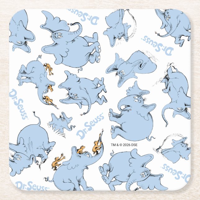 Horton Hears A Who Monkey Pattern Square Paper Coaster (Front)