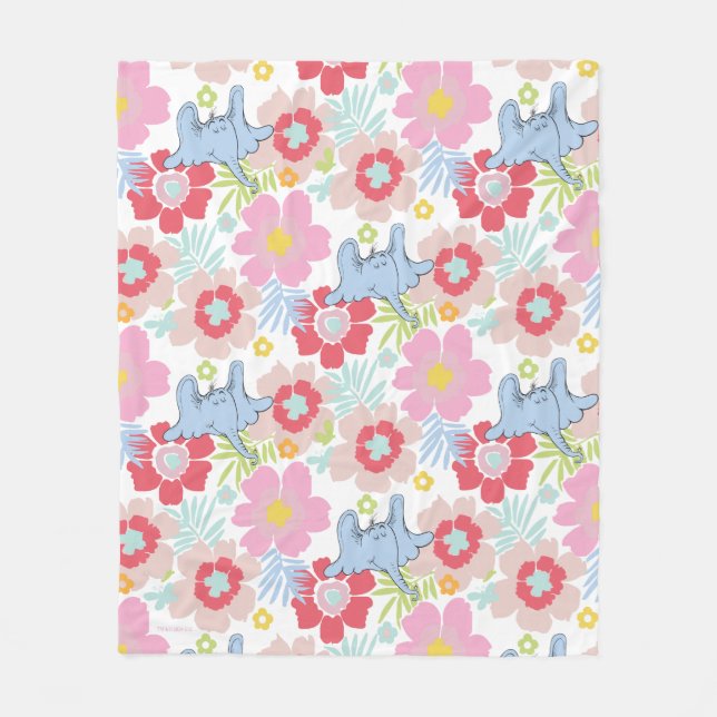 Horton Hears A Who | Pastel Flower Pattern Fleece Blanket (Front)
