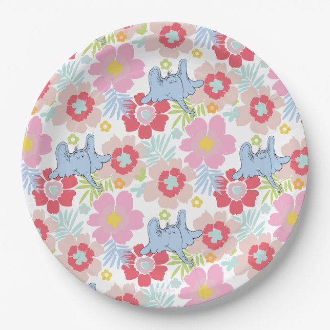 Horton Hears A Who | Pastel Flower Pattern Paper Plate (Front)