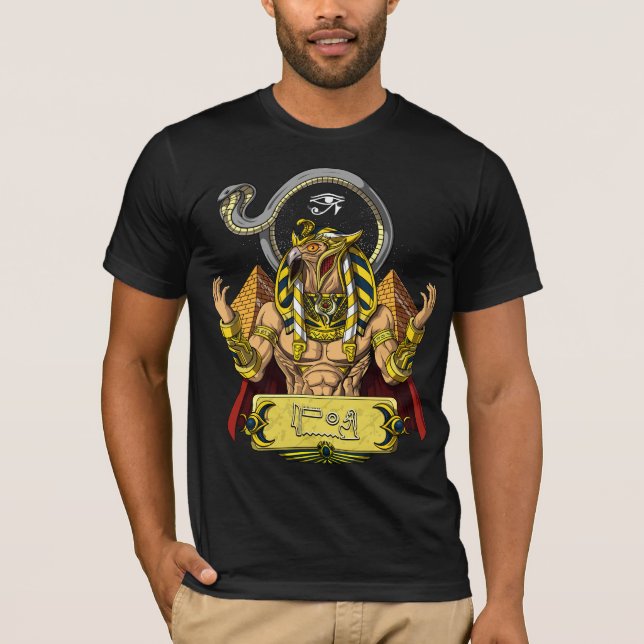 Horus Egyptian God Ra Pyramids Ancient Mythology T-Shirt (Front)