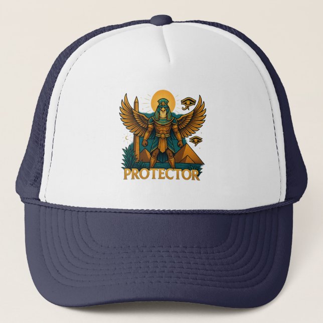 Horus the Protector – Bold Ancient Egyptian Falcon Trucker Hat (Front)