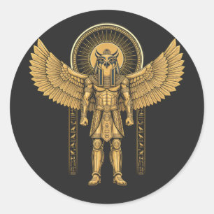 Horus with Sun Disk Classic Round Sticker