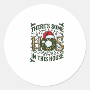 Hos House Christmas Wreath Santa Hat Lights Classic Round Sticker