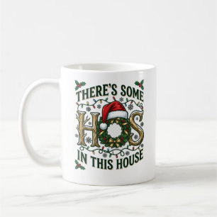 Hos House Christmas Wreath Santa Hat Lights Coffee Mug