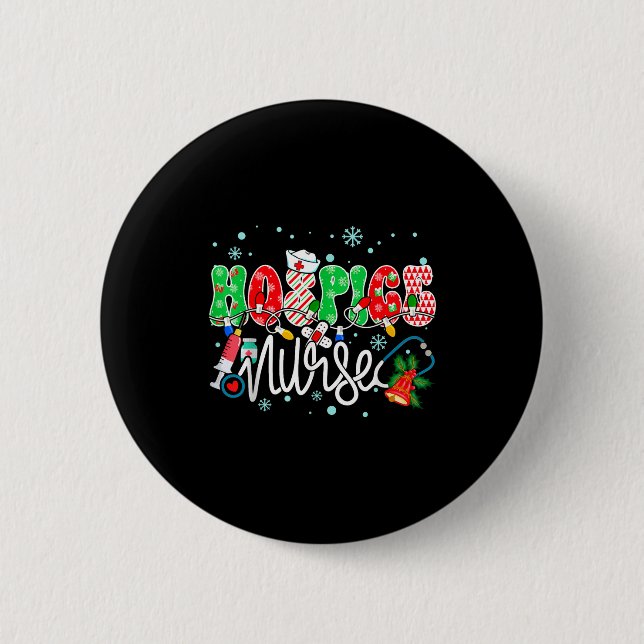 Hosce Nurse Funny Xmas Light Stethoscope Christmas 6 Cm Round Badge (Front)