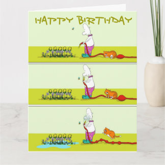 Hose Down, funny gardening fat cat & Duncan card