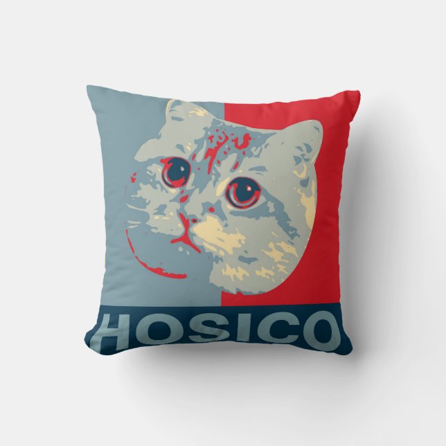 Hosico - Red Blue Illustration Cushion (Front)