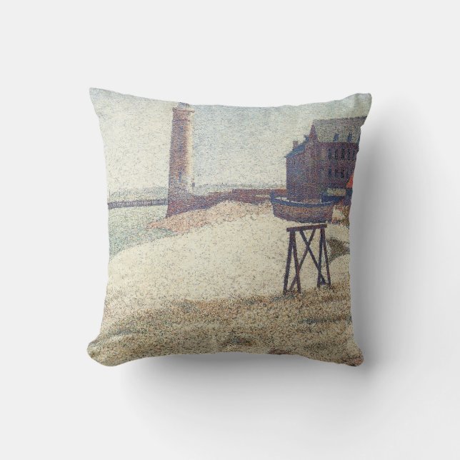 Hospice and Lighthouse, Honfleur by Georges Seurat Cushion (Front)