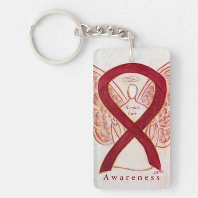 Hospice Care Angel Awareness Ribbon Keychain (Front)